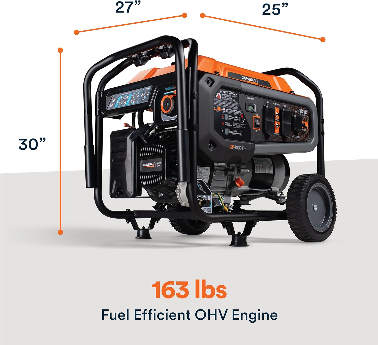 Generac 6,875 Starting Watt Portable Gas Generator - Electric Start - Home Backup or RV Ready - Heavy Duty Frame - Quiet, Long Runtime, Emergency Power - 50-State Compliant