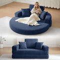 71' Boneless Couch Sofa Bed Oversized Round Couch 2-in-1 Foldable Floor Loveseat Sofa for Living Room and Apartment No Assembly.(Blue, 71')