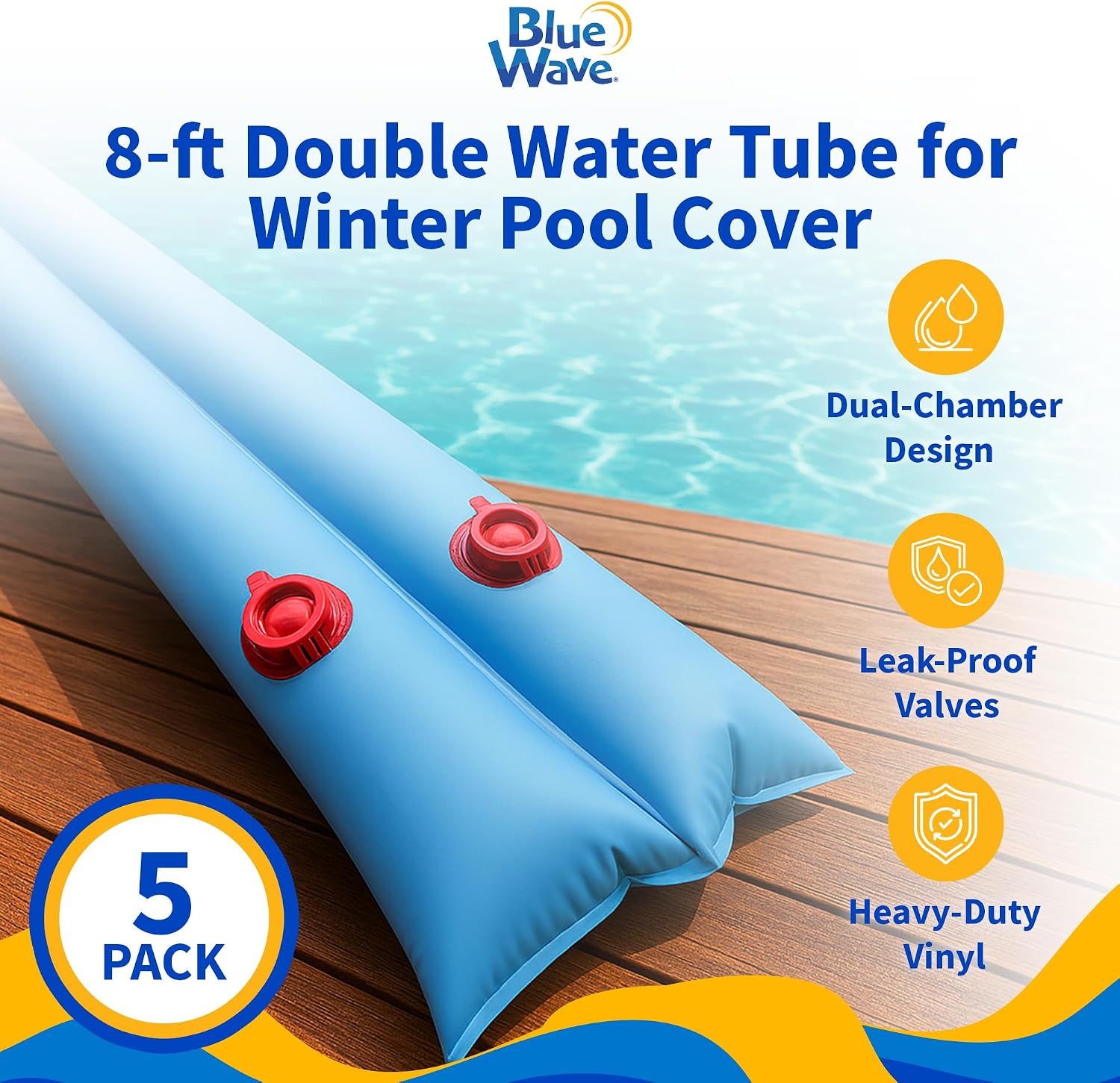 Blue Wave 8-ft Double Water Tube for Winter Pool Cover- 5 Count (Pack of 7)