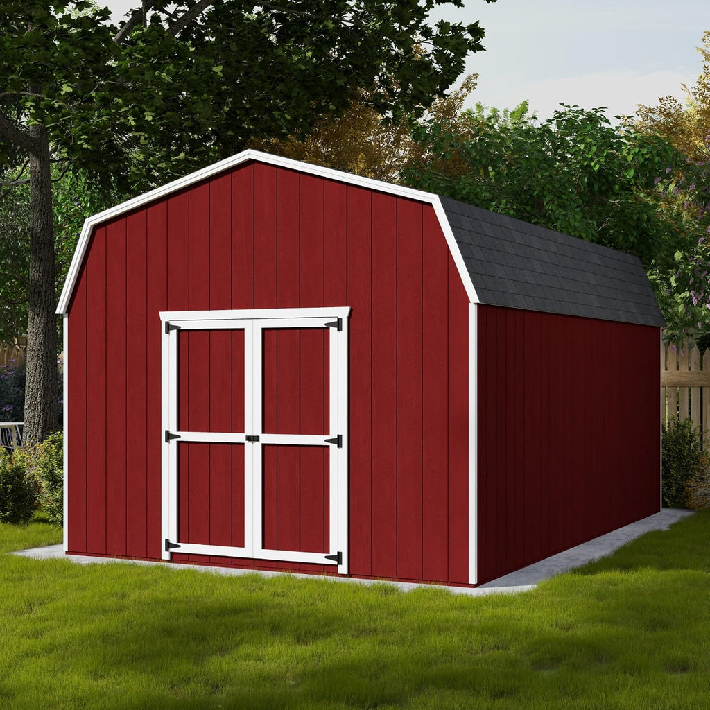 Little Cottage Co. 12x18 Value Gambrel Barn with 6 ft. Sidewalls with Floor, Outdoor Wood Storage Shed Do-It-Yourself Precut Kit