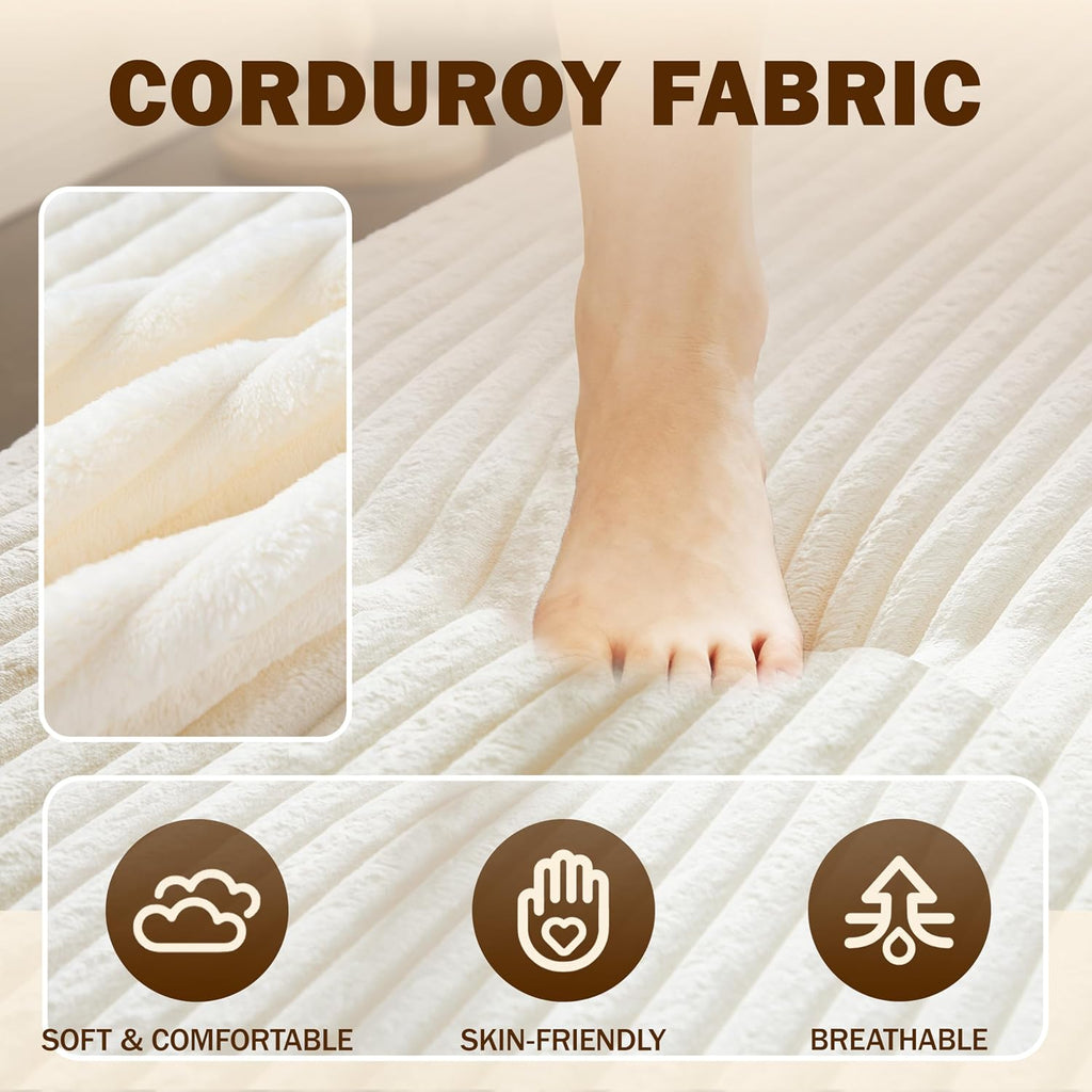 CAPCAEK 78' Folding Floor Sofa Bed Queen, Full Size Folding Mattress Boneless Couch for Living Room, 15' Seat Height Convertible Teddy Fabric Foam-Filled Loveseat Sleeper Sofa Bed