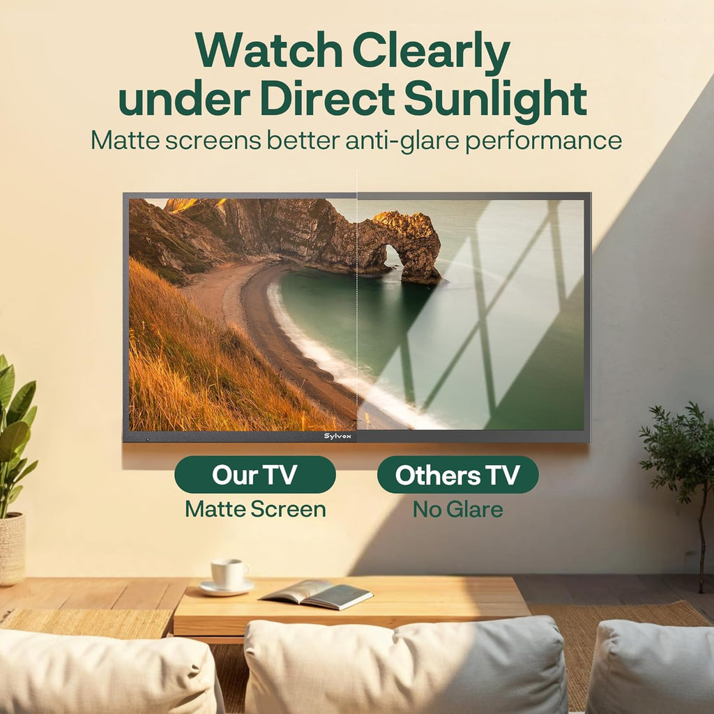 SYLVOX New 75' Outdoor Smart TV, Superior Waterproof Performance, Upgraded Matte Finish for Enhanced Anti-Glare Effect, Full Metal, with Dolby Atmos, 1000nits, Partial Sun Deck Pro 3.0+ Series