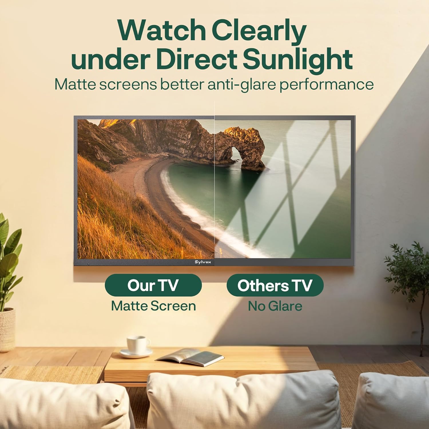 SYLVOX New 75' Outdoor Smart TV, Superior Waterproof Performance, Upgraded Matte Finish for Enhanced Anti-Glare Effect, Full Metal, with Dolby Atmos, 1000nits, Partial Sun Deck Pro 3.0+ Series
