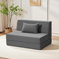 Youzi Folding Sofa Bed Convertible Sleeper Chair with Pillow, 4-in-1 Foldable Mattress Futon Couch Bed to Lounge Chair for Living Room, Bedroom, Dorm & Guest, Washable Cover, Dark Gray, Twin