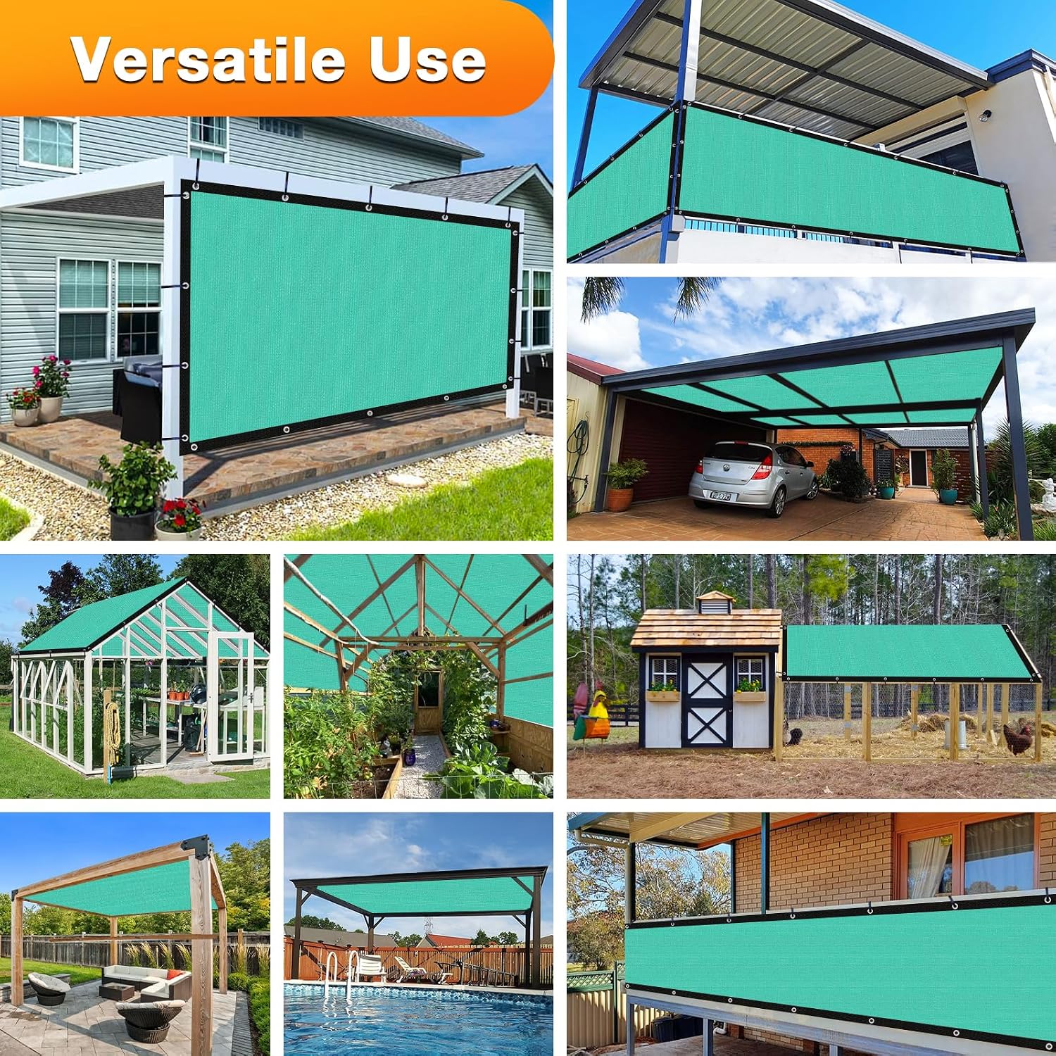 Artpuch Outdoor Pergola Shade Cover 14' X 20' Sun Shade Cloth with Grommets, 90% UV Protection Canopy Patio Privacy Screen (Customized Available) GN01New, Turquoise