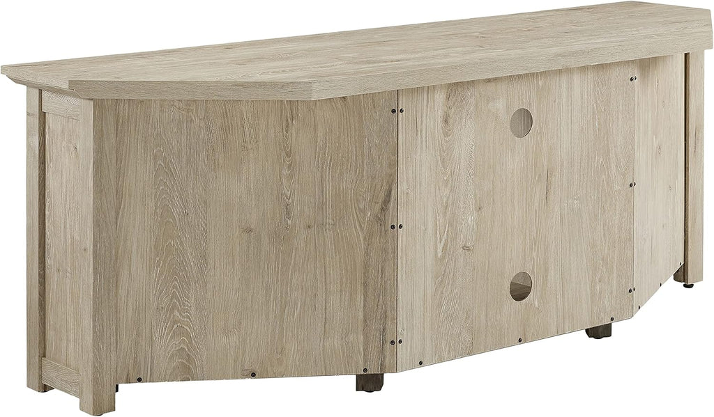 Crosley Furniture Camden Corner TV Stand for 65+ inch TVs, Entertainment Center with Storage Shelves, Frosted Oak