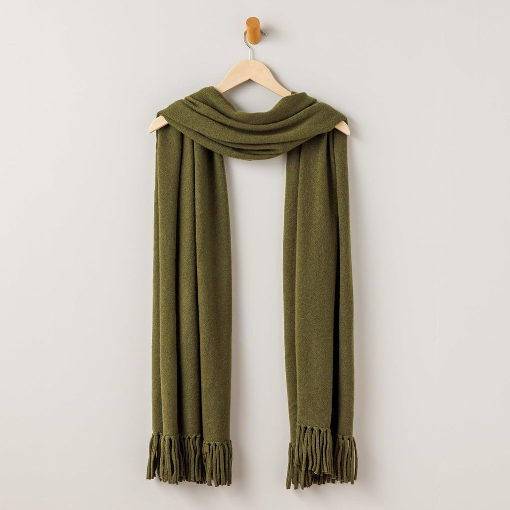 Fishers Finery Women's 100% Cashmere Knit Shawl Wrap with Fringe | Oversized 78' long by 28' wide
