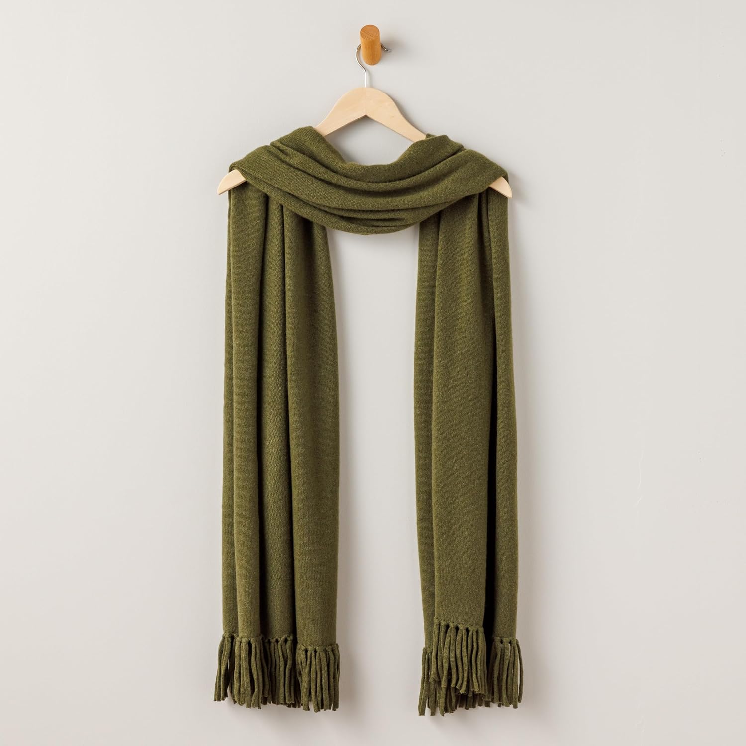 Fishers Finery Women's 100% Cashmere Knit Shawl Wrap with Fringe | Oversized 78' long by 28' wide