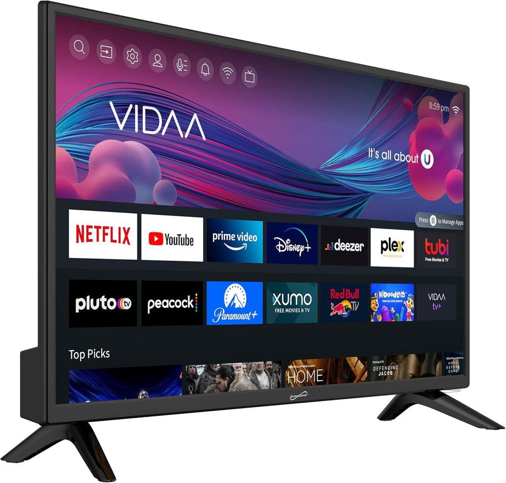 Supersonic SC-2426SDVD 24-inch LED Smart HDTV w/DVD Player, ATSC & NTSC System, 3X HDMI, 1080p, WiFi, USB, Multi Language OSD, AC/DC Compatible for Home, Kitchen, or RV Camper, DC Car Cord Included