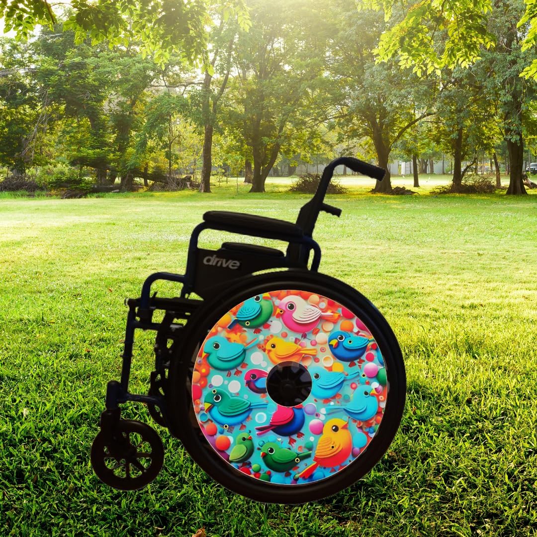 Designer Cover for Wheelchair Wheels, Enhances Aesthetics, Easy Install/Remove, Lightweight, New Matt Finish (Flutter and Fly)