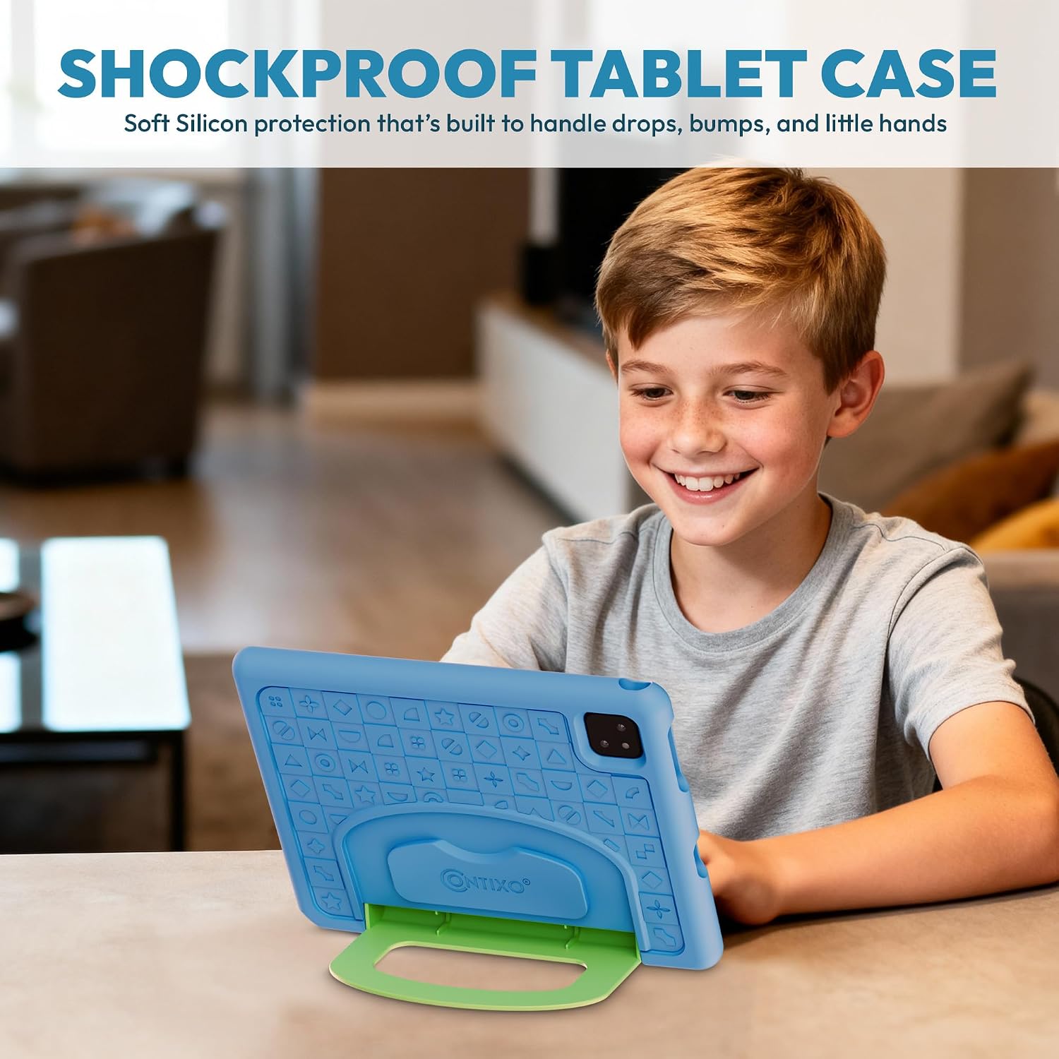 Contixo A10 Kids Tablet with 14 Apps, Lingokids & Epic, 10.1' HD Screen, Android 15, Parental Controls, WiFi, 4+64GB Storage, al Tablet for Kids Ages 3-12, Boys & Girls Gift, Blue