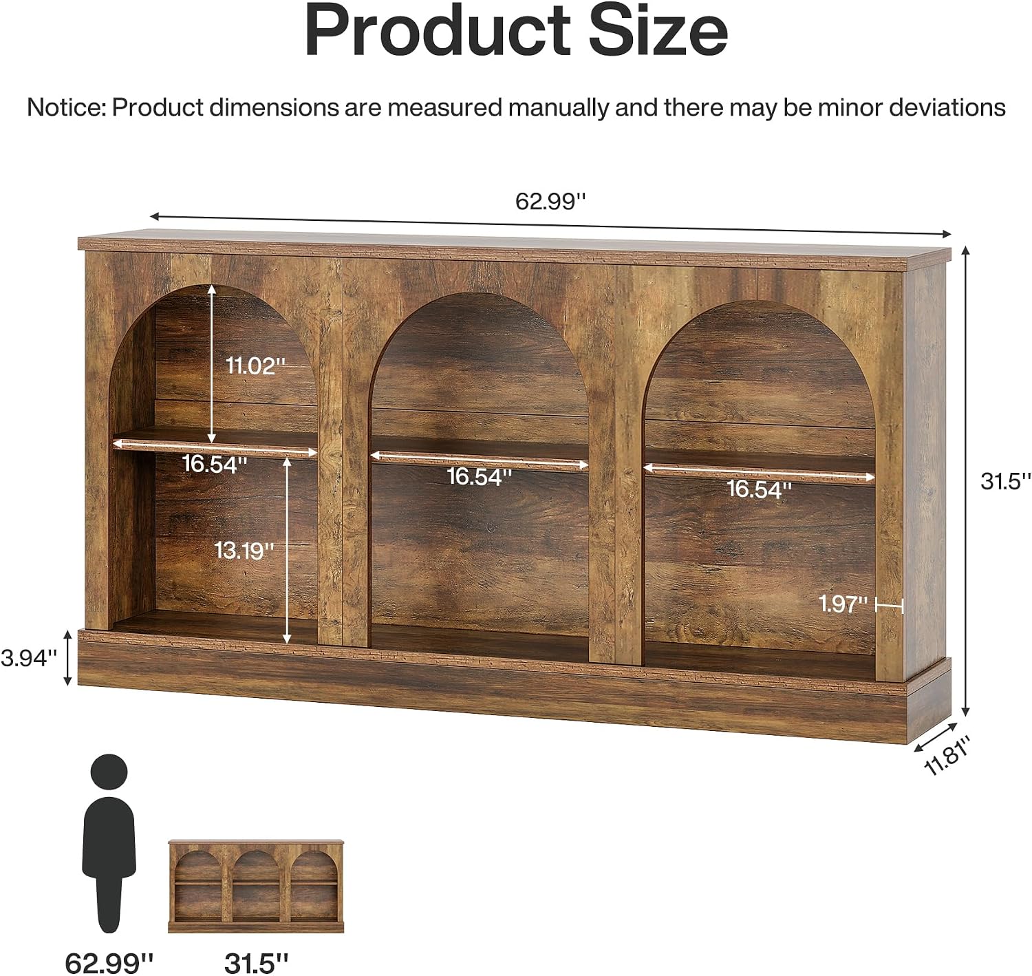 Tribesigns TV Consoles for Living Room, Television Stand for 55/60/65 Inch TV, Farmhouse Media Entertainment Center Stand with Storage Cabinets, Rustic Brown