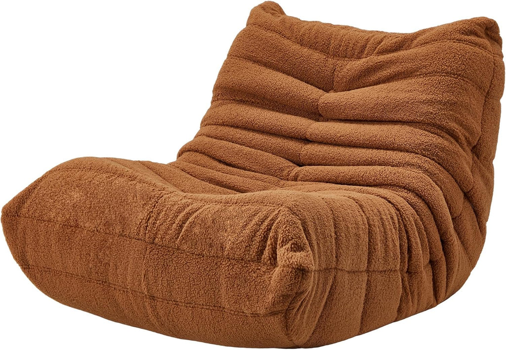 Bean Bag Chairs for Adults Giant Bean Bag Chair Memory Foam BeanBag Chair Bean Bag Sofa with Filler Faux Fur Fireside Beanbags Lazy Sofa for Living Room Bedroom Office (Brown Teddy, Single)