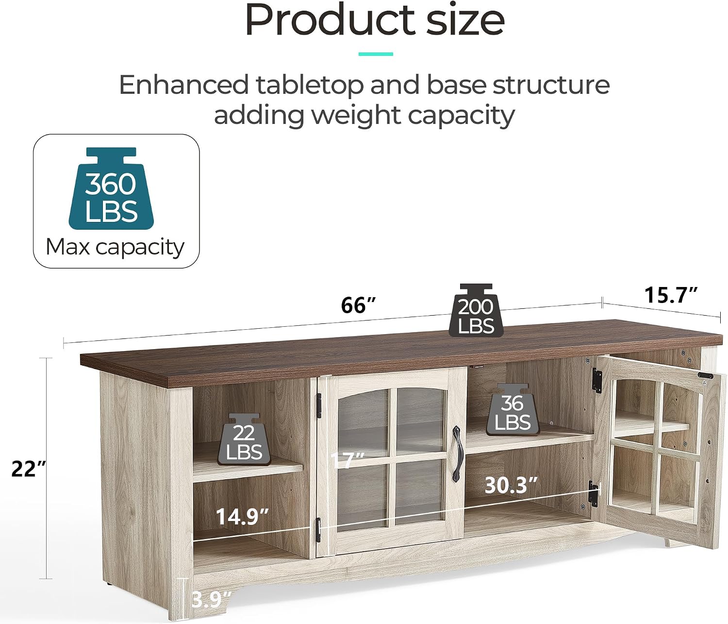 LINSY HOME TV Stand for 75 Inch TV, Modern Farmhouse Entertainment Center with Storage Cabinets and Glass Doors, Tall Media Console Table for Living Room, Bedroom, Large Long Television Stand, Beige