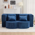 2-in-1 Folding Sofa Bed with Pillow, No Assembly Futon Twin Size Sofa Bed, Breathable Velvet Convertible Couch Bed for Living Room and Guest Room, 78.7 Inch, Blue