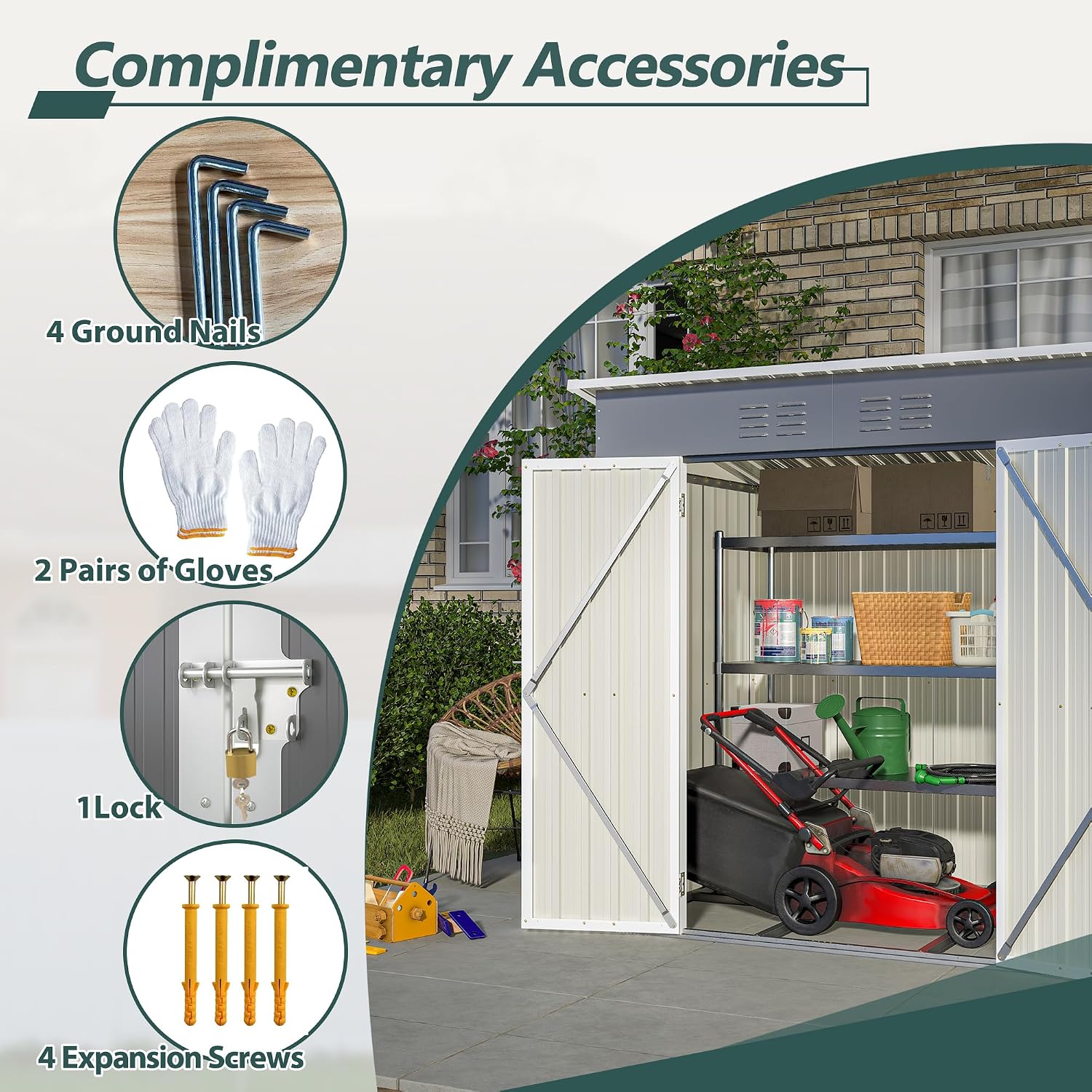 6 x 4 FT Outdoor Storage Shed, Metal Garden Shed with Floor Frame, Small Tool Shed Outdoor Storage with Lockable Sliding Doors & Air Vents, Storage House Waterproof for Backyard, Lawn, Grey