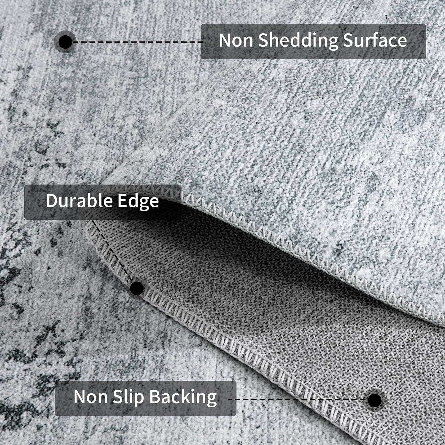 HOMBYS Modern Area Rug for Living Room Bedroom, Large Boho Floor Carpet with Non-Slip Backing for Indoor Office Dining Room, Abstract Home Deco Non-Shedding, Machine Washable (Grey, 10 x 14 ft)