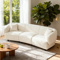 Christopher Knight Home Obito Boucle Upholstered 3-Seater Sofa, Modern Home Sofa Living Room, Wooden Large Upholstered Sofa Couch for Apartment/Home Office, Light Beige