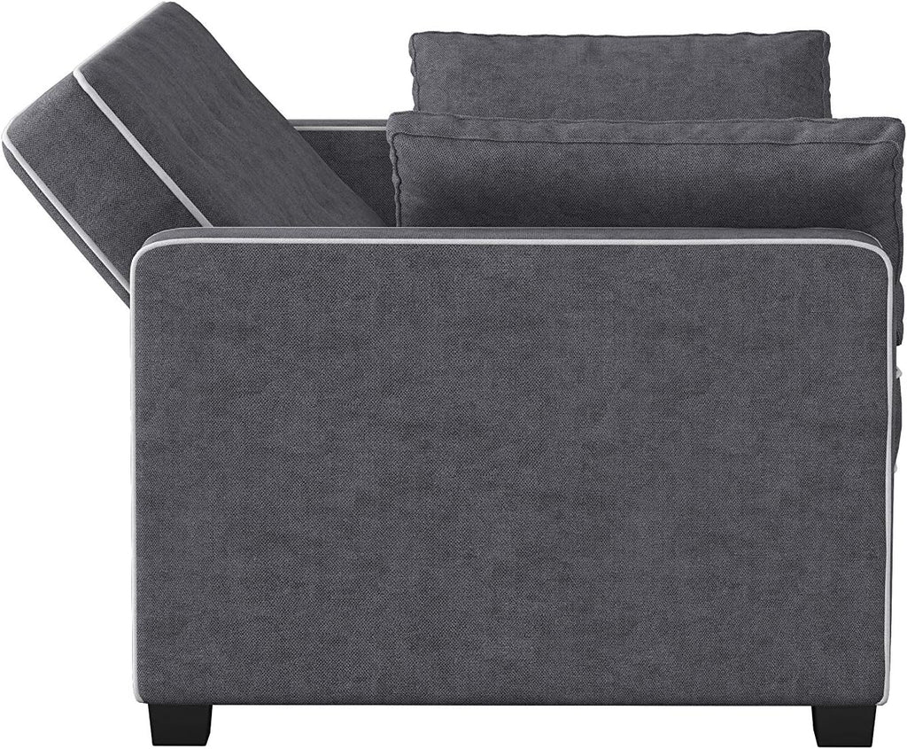 Serta Ainsley 66.5' Convertible Sleeper Loveseat, Full Size, Dreamcoil Comfort, Soft Woven Fabric, Charcoal
