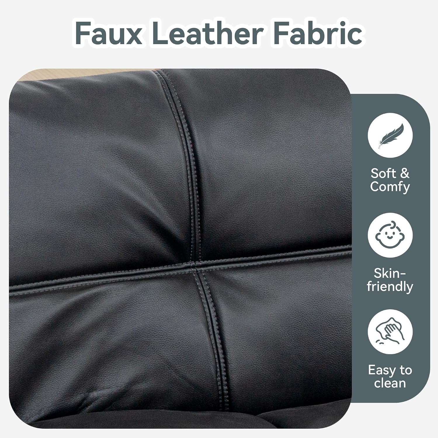 Futon Sofa Bed Convertible Couch, Black Faux Leather Sofa Bed with Memory Foam, Adjustable Backrest & Armrests, Multifunctional Small Loveseat Sleeper Sofa for Living Room, Apartment, Office