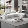 HOMRELEXA L Shaped Sectional Sofa 132' with Storage Chaise, Modular Sofa Bed & 6 Pillows, Durable Kid-Friendly Chenille Fabric for Living Room and Apartment