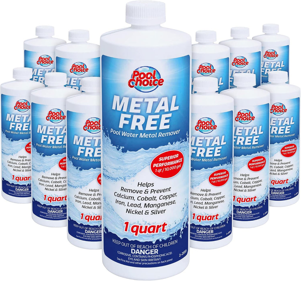 SpaChoice 1-Quart 12-Pack Premium Metal Free Pool Water Metal Remover, Pool Stain Remover, Made in USA