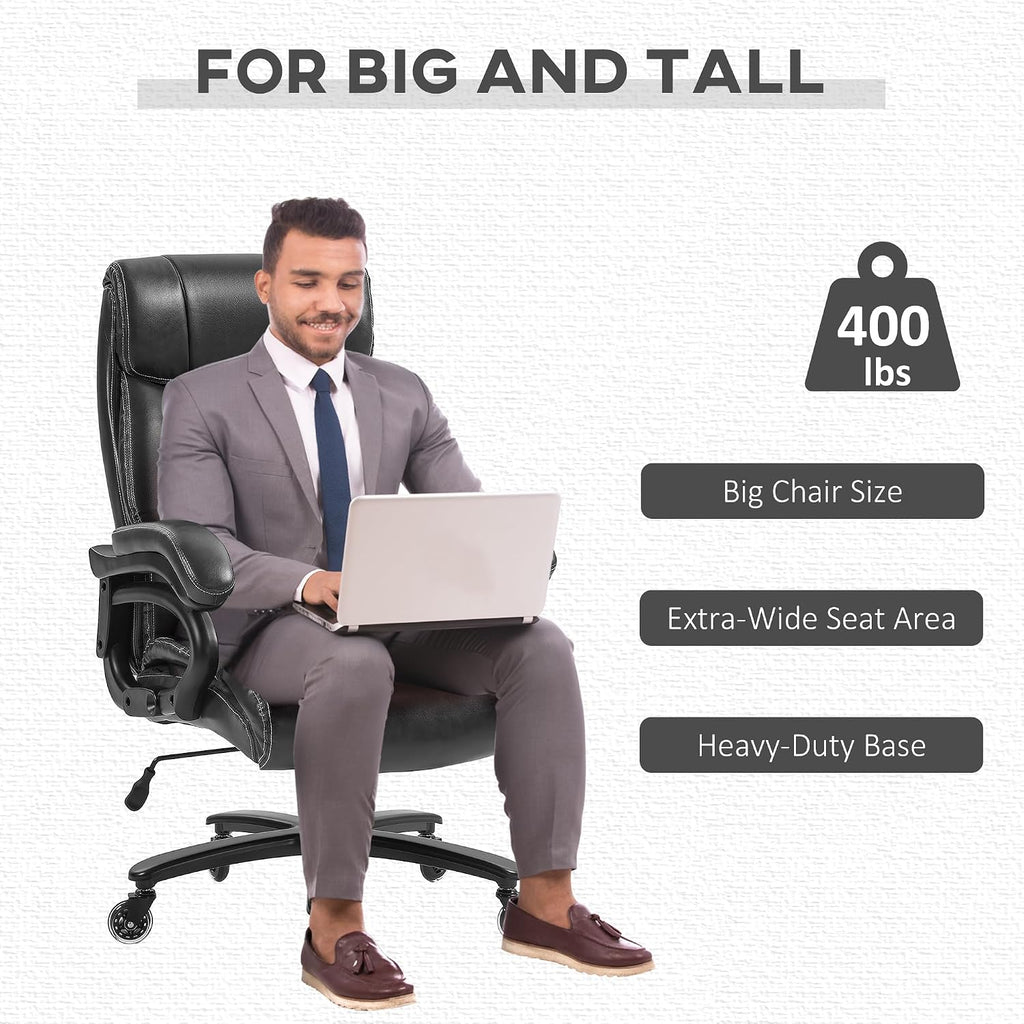 Ergonomic Office Chairs for Adults,Gaming Desk Computer Furniture with Comfortable Swivel Rolling Wheels Chair for Home, Office Bedroom Study Big and Tall Chairs,Black