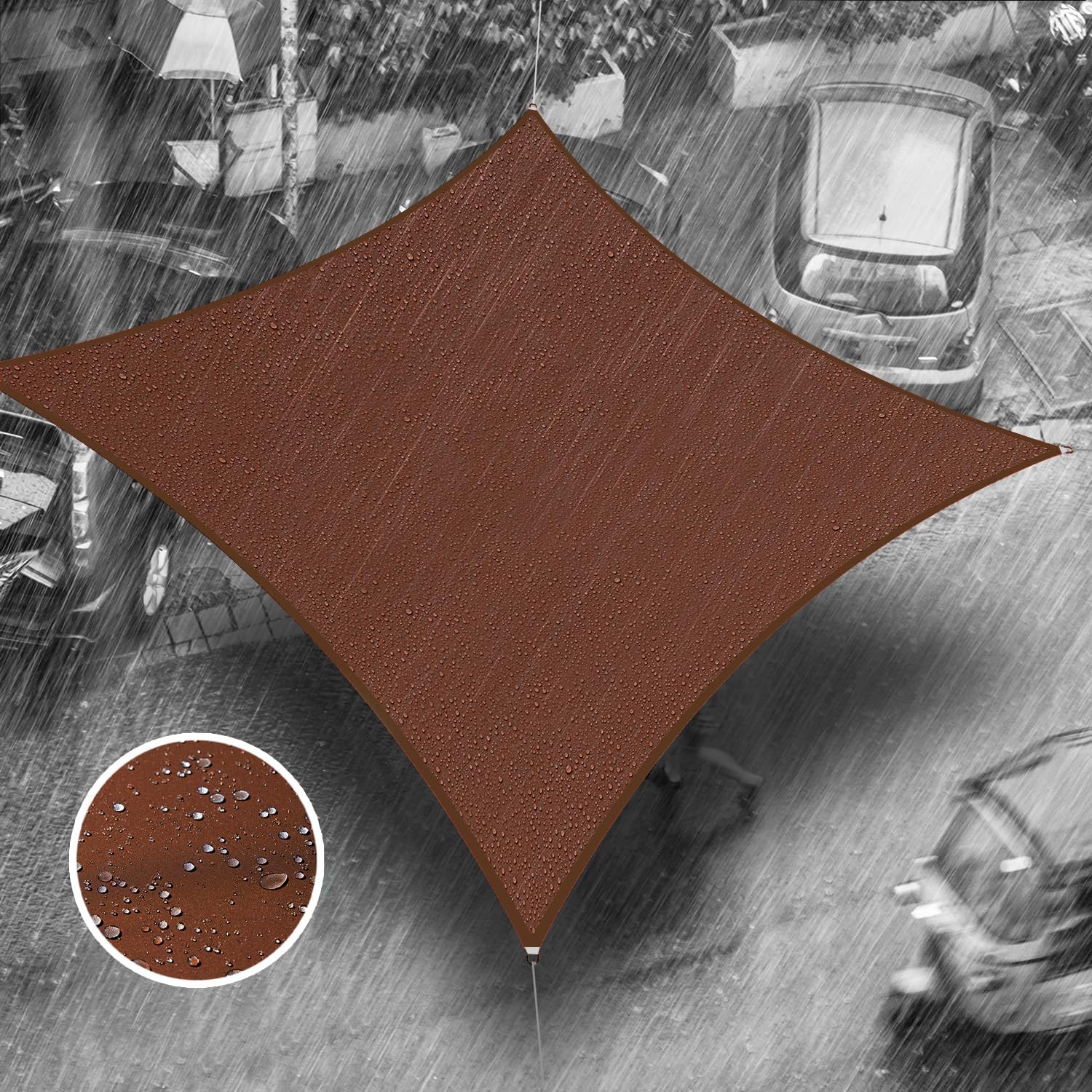 Royal Shade 14' x 20' Brown Rectangle Waterproof Sun Shade Sail Order to Make rsTADS14 Canopy Awning, UPF50+ 95% UV Blockage Water Resistant, Outdoor Backyard Patio Garden Carport (We Customize)