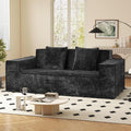 77'' Modern Cloud Loveseat Sofa in Chenille, Deep Seat Boneless Couches Includes 2 pcs Pillows for Living Room, Bedroom, Apartment(Black)