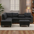 3-Piece L-Shaped Modular Sofa – Convertible Sectional Couch with Movable Chaise & Storage Ottoman, Multi-Scene Use for Living Room, Apartment & Office, Black Grey
