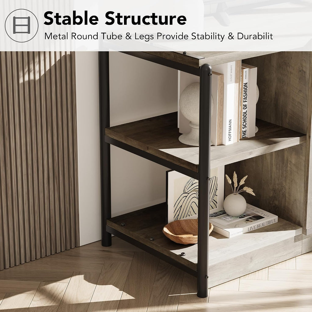 IDEALHOUSE Farmhouse TV Stand for 75/80 inches TVs, Entertainment Center with Storage Cabinet, Industrial Media Console Cabinet Table, Living Room Media Furniture, Grey