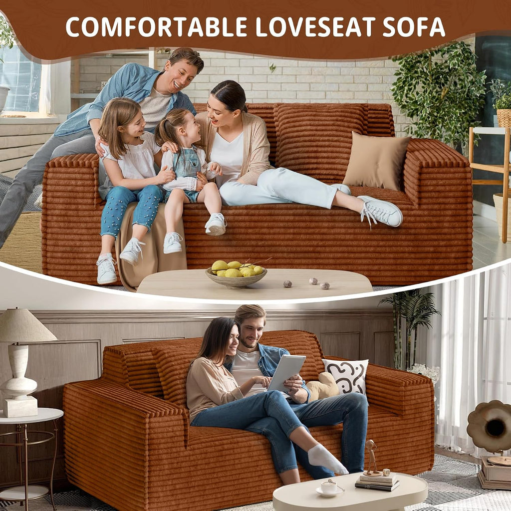 Luxanimarion 75'' Modern Loveseat Sofa, No Assembly Required Comfy Deep Seat Couches 1 pcs for Living Room, Bedroom, Apartment(Brown)