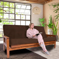 Foamma Memory Foam Futon Mattress, Double-Sided Foldout Couch Futon Mattress, 6' x 54' x 80' Full XL (Brown), Corduroy Fabric - Heavy Duty Sofa Bed, Thick Corded Cushion (Frame NOT Included)