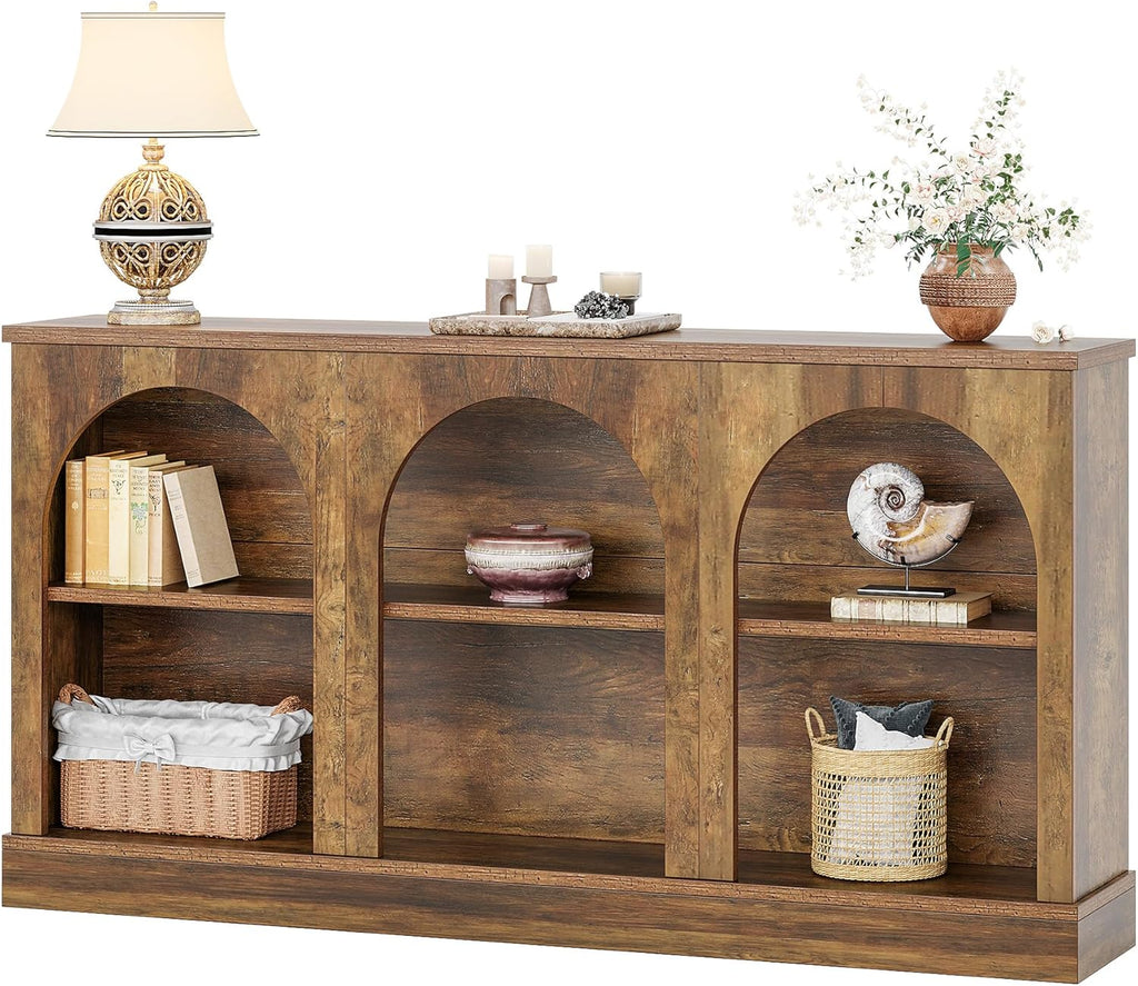 Tribesigns TV Consoles for Living Room, Television Stand for 55/60/65 Inch TV, Farmhouse Media Entertainment Center Stand with Storage Cabinets, Rustic Brown