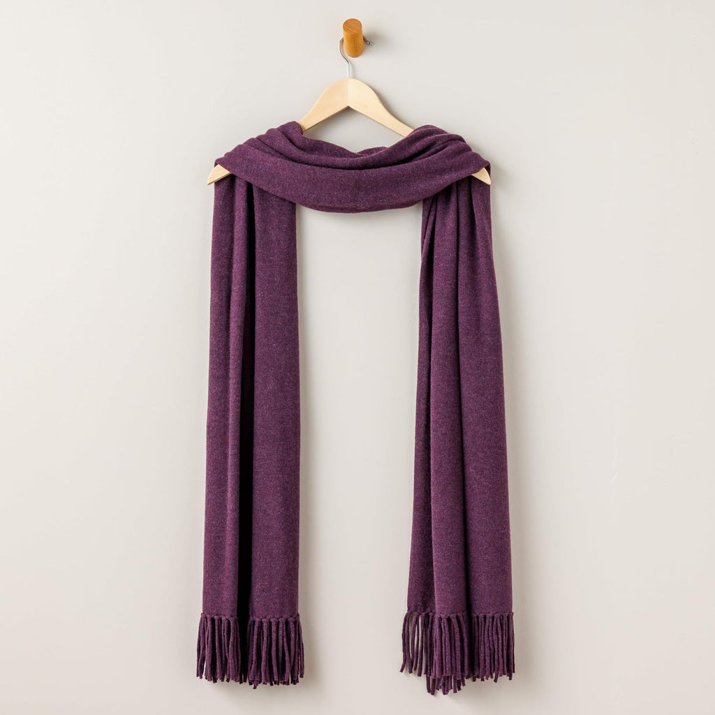Fishers Finery Women's 100% Cashmere Knit Shawl Wrap with Fringe | Oversized 78' long by 28' wide