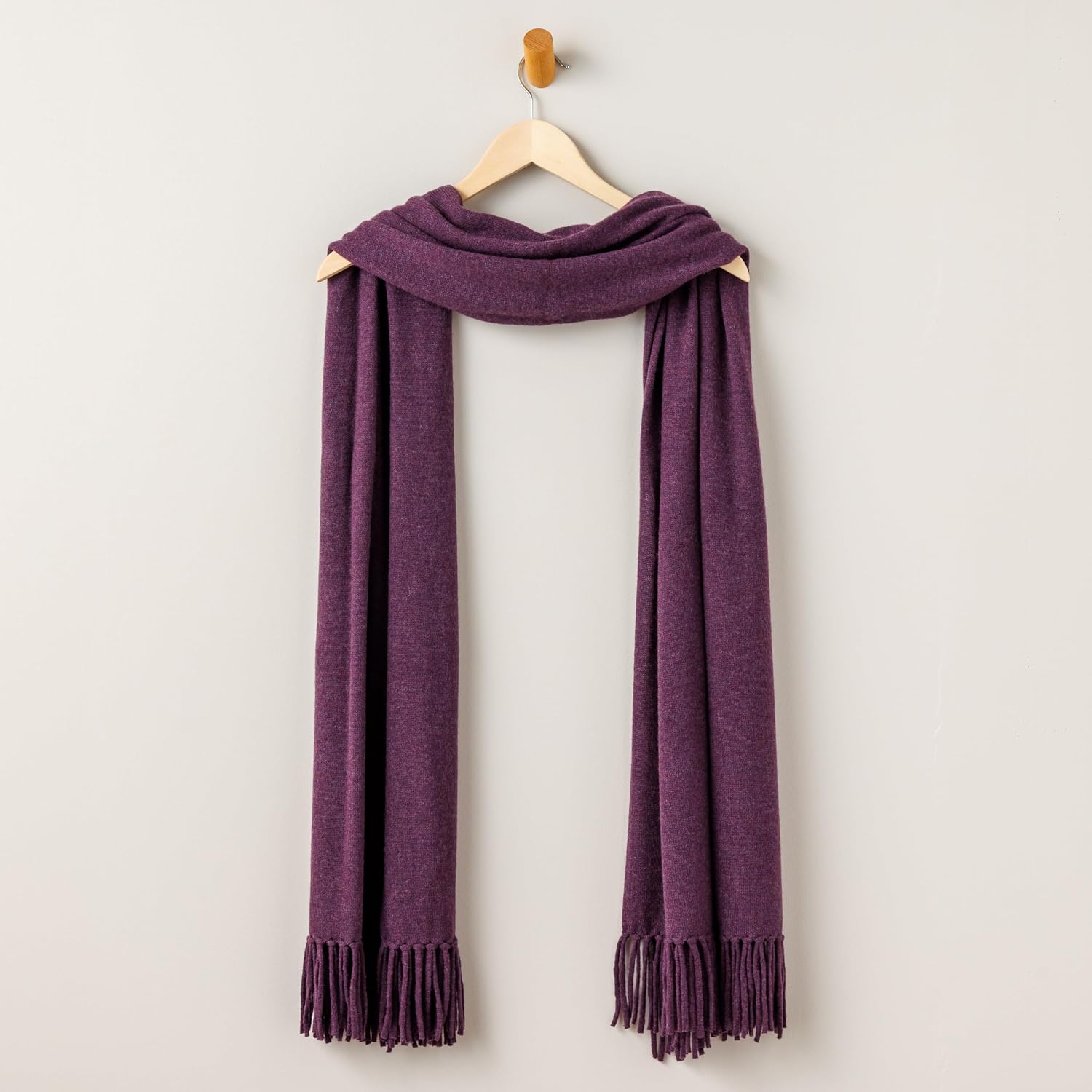Fishers Finery Women's 100% Cashmere Knit Shawl Wrap with Fringe | Oversized 78' long by 28' wide