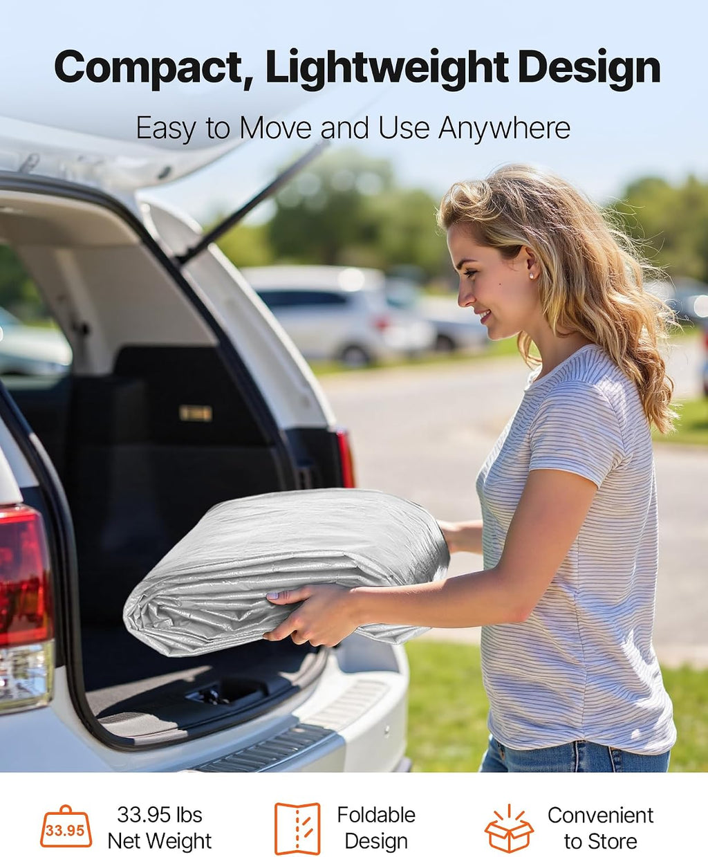 VEVOR Carport Replacement Canopy Cover, 13 x 20 ft Potable Garage Tent Top Tarp with Sidewalls, UV-Resistant & Waterproof, Heavy Duty Car Shelter Tarp with Ball Buggees, Grey, Frame Not Included