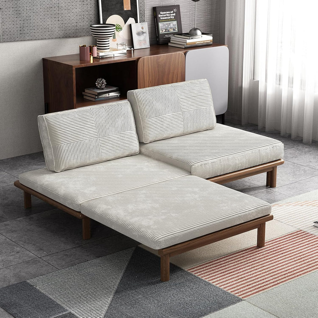 Lartis 78.7' Sofa Bed, Sleeper Pull Out Couch, Modern Couch Convertible Modern Futon for Living Room/Apartment/Bedroom, Modular Design Sofa,Full Solid Wood Frame