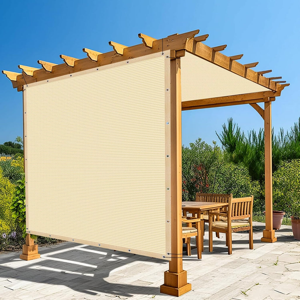 Amagenix 90% Pergola Shade Cover 14' X 20' Sun Shade Cloth with Grommets for Outdoor Garden Patio Porch, Commercial Grade 200 GSM - Cable Zip Ties Included (We Customized) GN108, Wheat