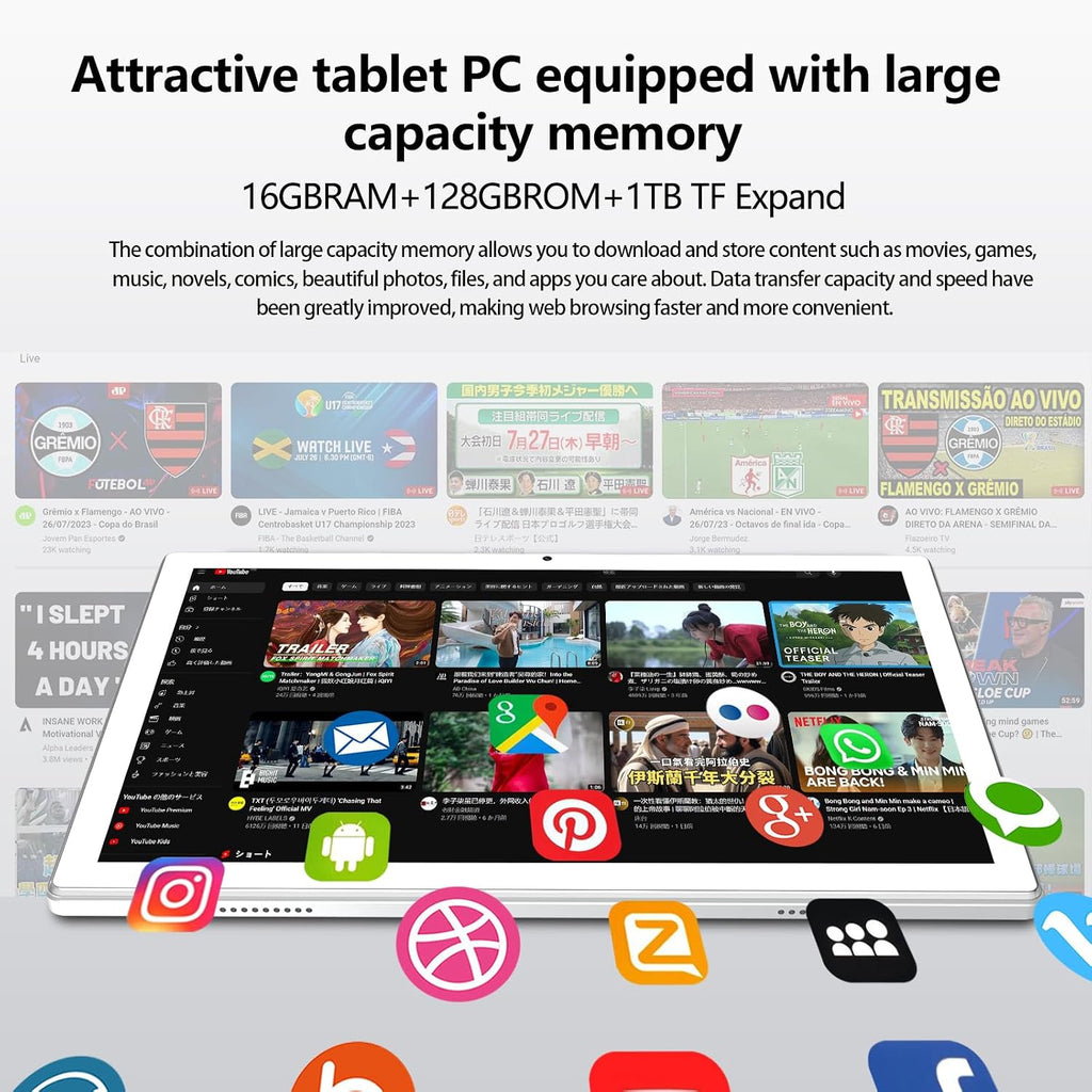 EITOMIN Tablet 10 inch 2026 Latest Android Tablet 128GB ROM+16GB RAM+1TB Expandable Octa-Core 5G WiFi 1080FHD/13MPCamera/7000mAh/Bluetooth 5.0/GPS/Tab with Keyboard/OTG/Mouse/Pen Silver