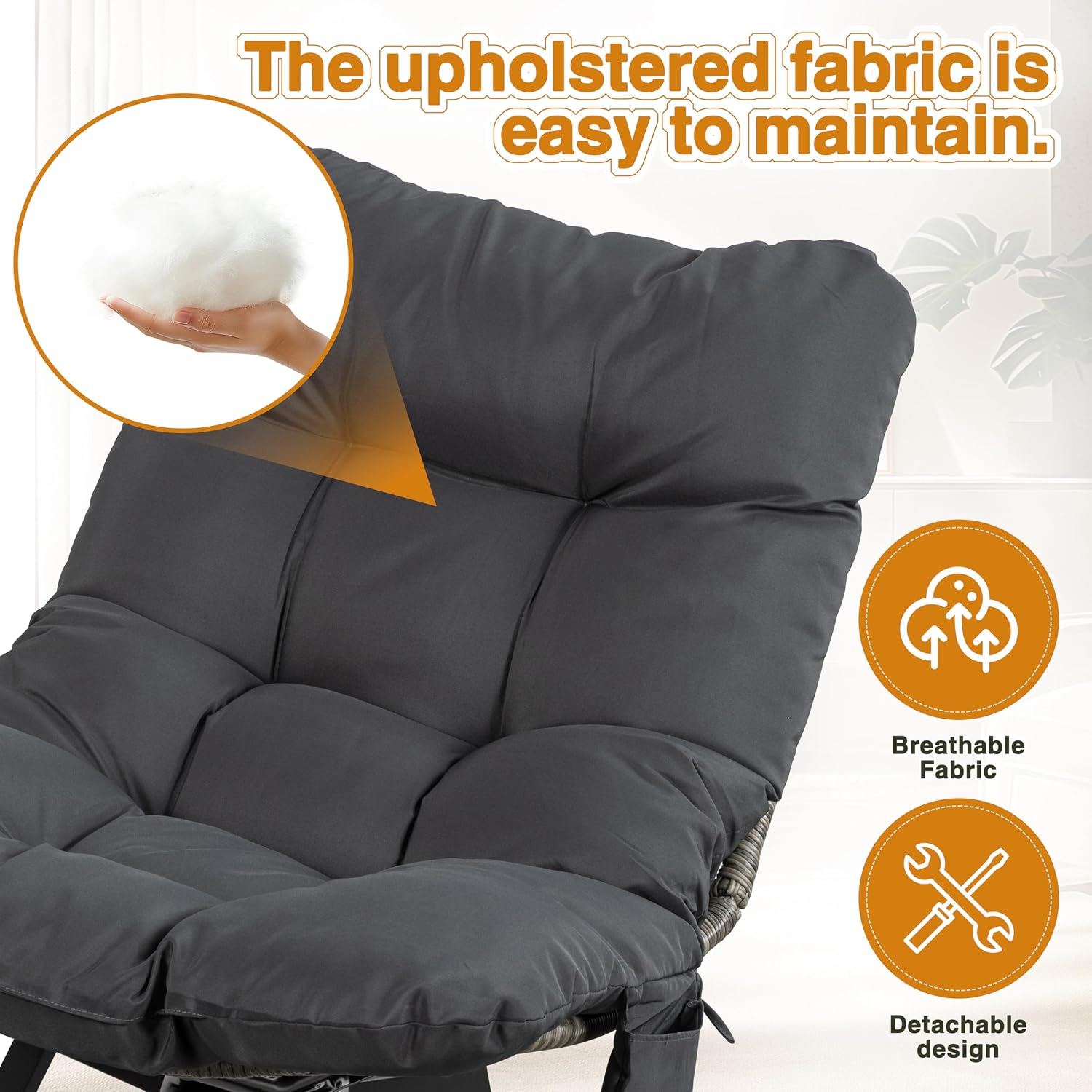 Shintenchi Outdoor Wicker Swivel Chair,Grey Rattan Patio Rotating Chair with Cushion,360° Rotation Patio Lounge Chairs for Living Room Bedroom Backyard Balcony(Grey Cushion)