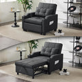 VINGLI Black Sleeper Chair Bed 3-in-1 Convertible Futon Sofa Bed Pull Out Couch Bed Adjustable Recliner Chair with USB Ports Cup Holders Side Pockets for Living Room Bedroom Small Spaces
