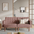 Furnify 71' Velvet Futon Sofa Bed, Versatile Loveseat Couch, Sleeper Sofa with Adjustable Backrest, Mid Century Modern Futon Couch for Small Space, Living Room, Office & Apartment, Velvet Fabric Pink