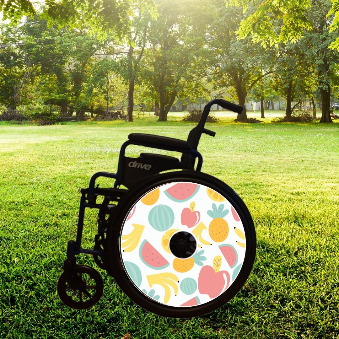 Designer Cover for Wheelchair Wheels, Enhances Aesthetics, Easy Install/Remove, Lightweight, New Matt Finish (Fruity Splash)