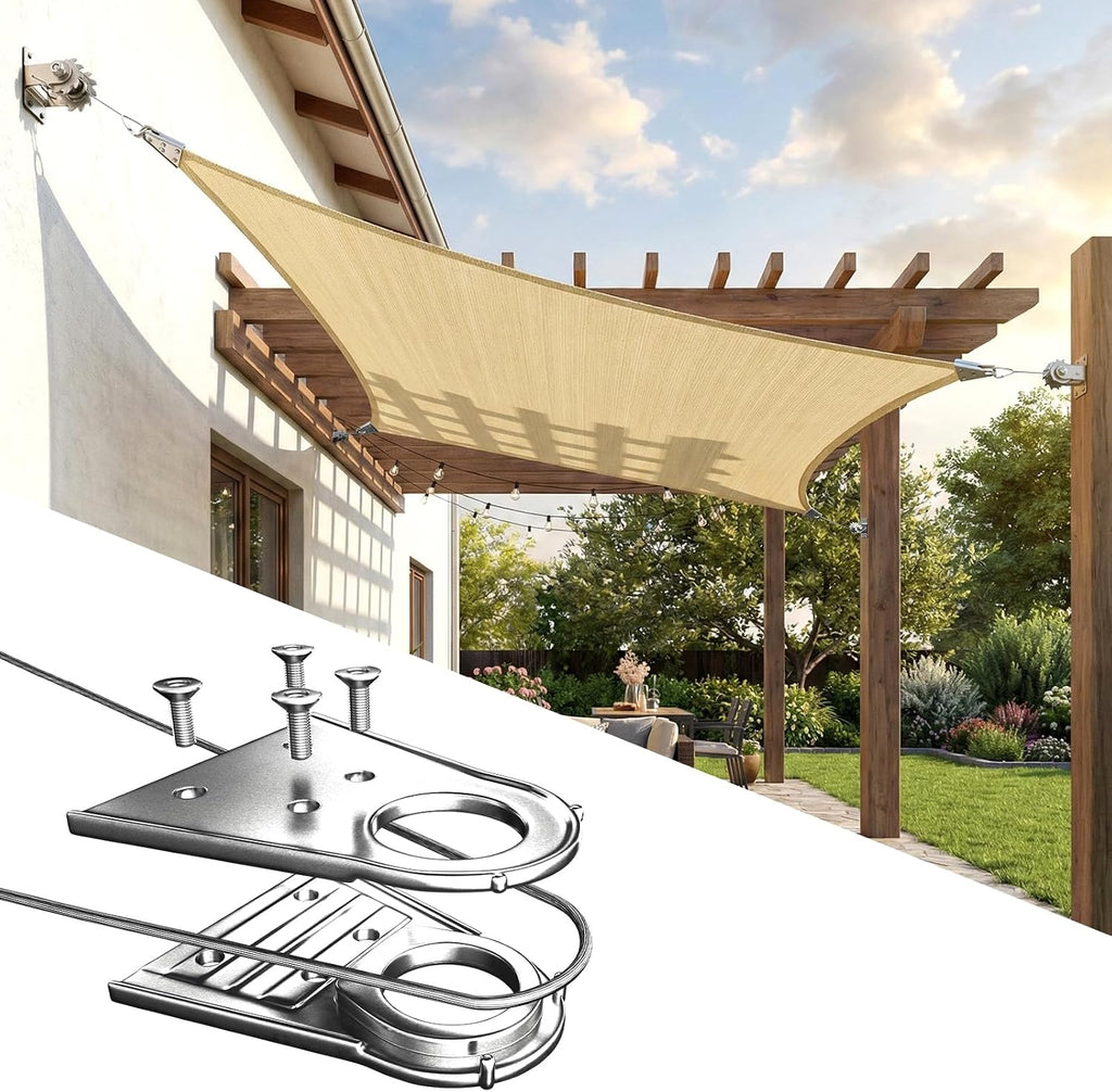ColourTree Super Ring 14' x 20' Beige Customized Size Sun Shade Sail,Commercial Grade UPF50 Canopy Structure, Reinforced Corners & Edges, 260 GSM Fabric Heavy Duty -5 Years Warranty