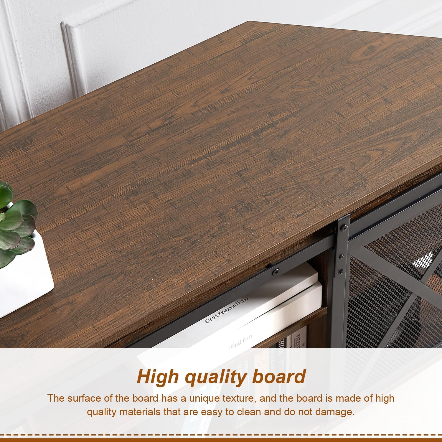 HOMISSUE Corner TV Stand for 55 Inch TV, Rustic Corner Entertainment Center with Storage, Industrial Media Console Table with Sliding Barn Door, Entertainment Center for Living Room, Brown