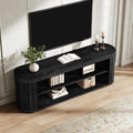 Tribesigns TV Stand for TVs up to 55 Inches, 47.2-Inch Entertainment Center with 2-Tier Open Storage & Adjustable Foot Pads, Oval Media TV Console Table for Living Room, Bedroom, Black
