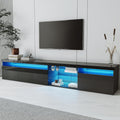 Bellemave LED TV Stand for TVs Up to 105',Ample Storage Space Media Console with 2 Glass Shelves,Versatile TV Cabinet with LED Color Changing Lights for Living Room (Black)