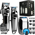 Royal Clips Hair and Beard Fade Kit – Professional Clipper, Trimmer & Foil Shaver Bundle for Men, Complete Haircut Set for Barbers, Home Use & Grooming– Holiday Gift for Men, Fathers, Brothers- Silver
