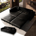 92.1'' King Pull out Sofa Bed, Convertible Futon Couch, 3-in-1 Faux Leather Sleeper Sofa with Tufted Back, 2 Pillows, Gold Legs, Deep Folding Loveseat Couches for Living Room, Apartment, Black